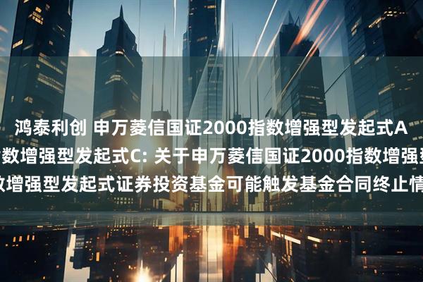 鸿泰利创 申万菱信国证2000指数增强型发起式A,申万菱信国证2000指数增强型发起式C: 关于申万菱信国证2000指数增强型发起式证券投资基金可能触发基金合同终止情形的第三次提示性公告